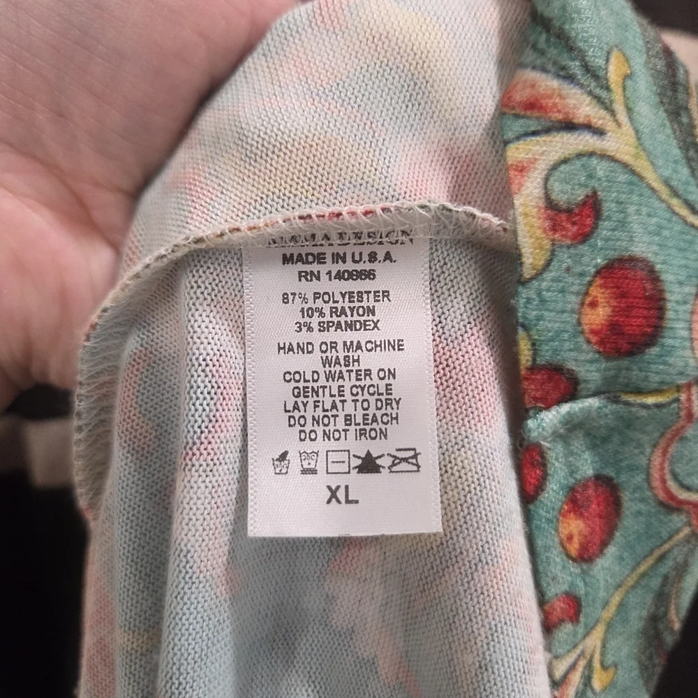 amma Fairy Whimsical Cottage Peasant  Floral Romance Maxi Skirt Aqua Red Size XL - Picture 7 of 7